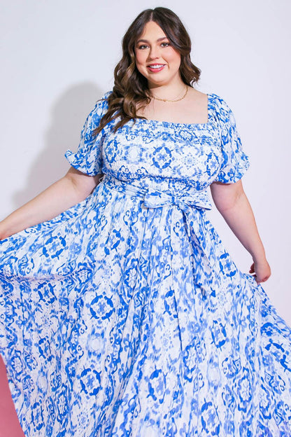 Flying Tomato Gotta Get Going Woven Midi Dress in IVORY BLUE view 6 - Gotta Get Dressed