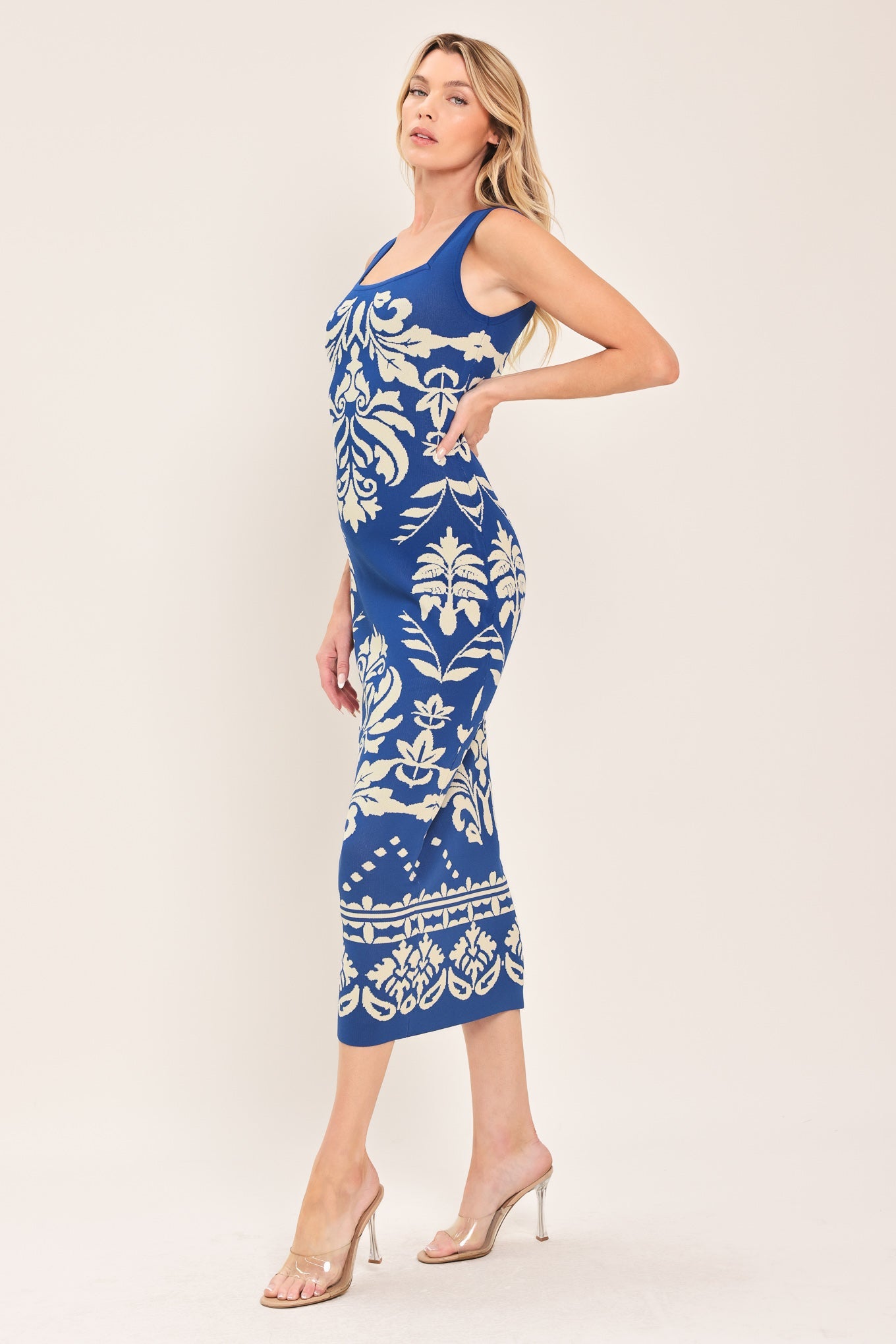 Flying Tomato Greek Isle Glam Jacquard Midi Dress view 10 - Greek Island Dress