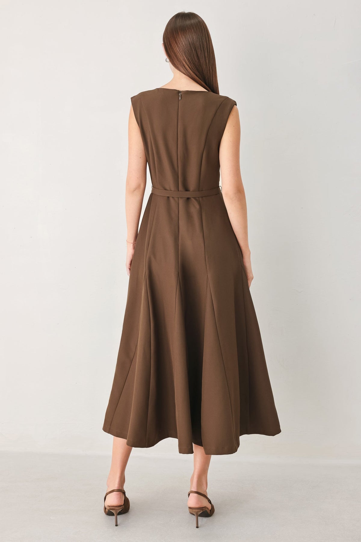 Flying Tomato Hazelnut Ballet Woven Midi Dress view 11