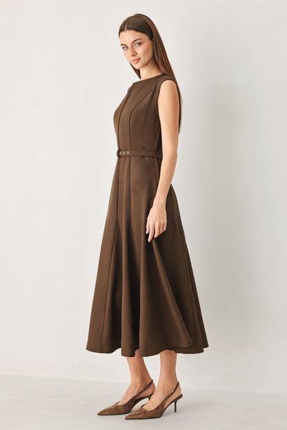 Flying Tomato Hazelnut Ballet Woven Midi Dress view 8