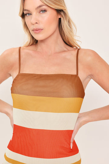 Flying Tomato Heat Waves Power Mesh Midi Dress - MeeeShop Women's Fashion