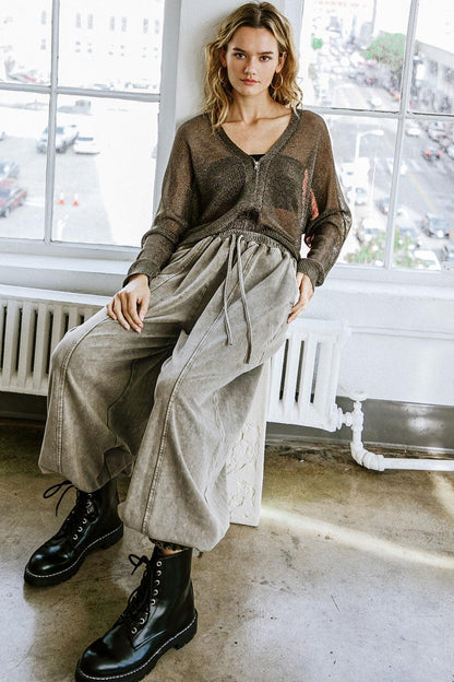 Flying Tomato Here Goes Nothing Sweater Top in METALLIC BLACK - Top Sweater