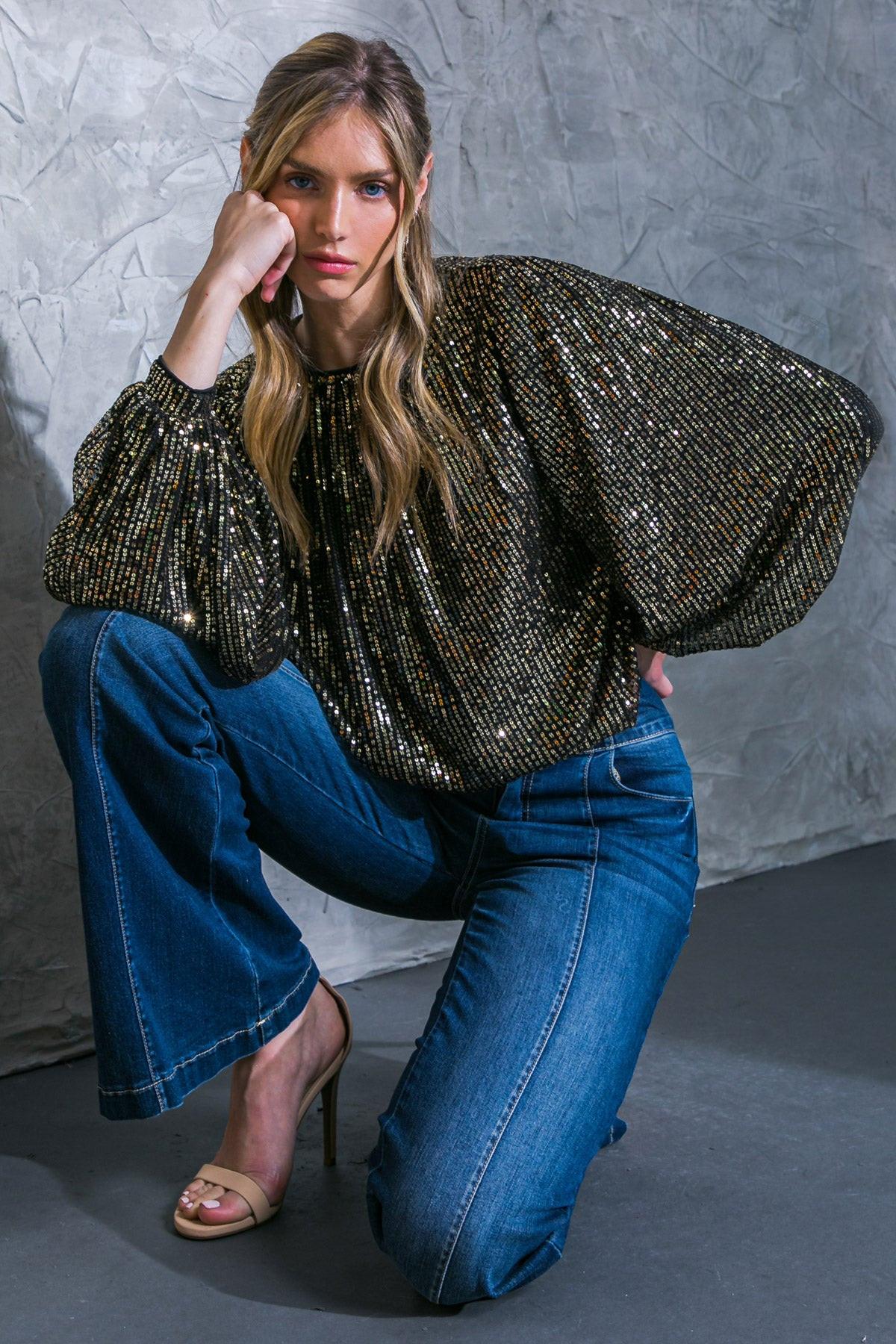 Flying Tomato Hope You Remember Sequin Top in ROSE GOLD view 4 - Hope You Best