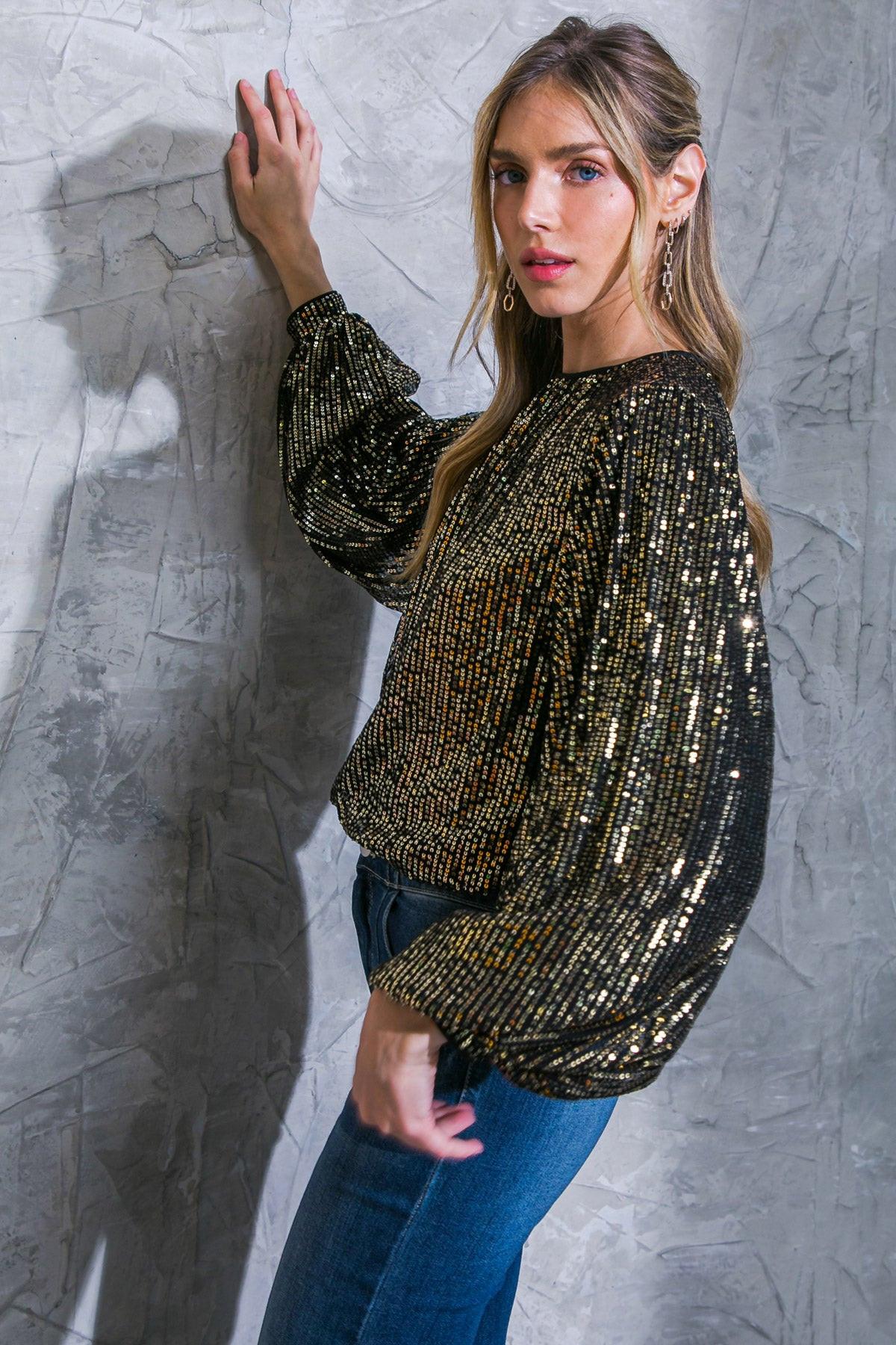 Flying Tomato Hope You Remember Sequin Top in ROSE GOLD view 5 - Hope You Best