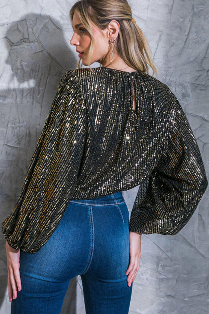 Flying Tomato Hope You Remember Sequin Top in ROSE GOLD view 6 - Hope You Best
