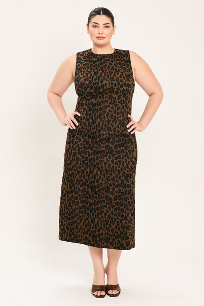 Flying Tomato Leopard Icon Twill Midi Dress view 7