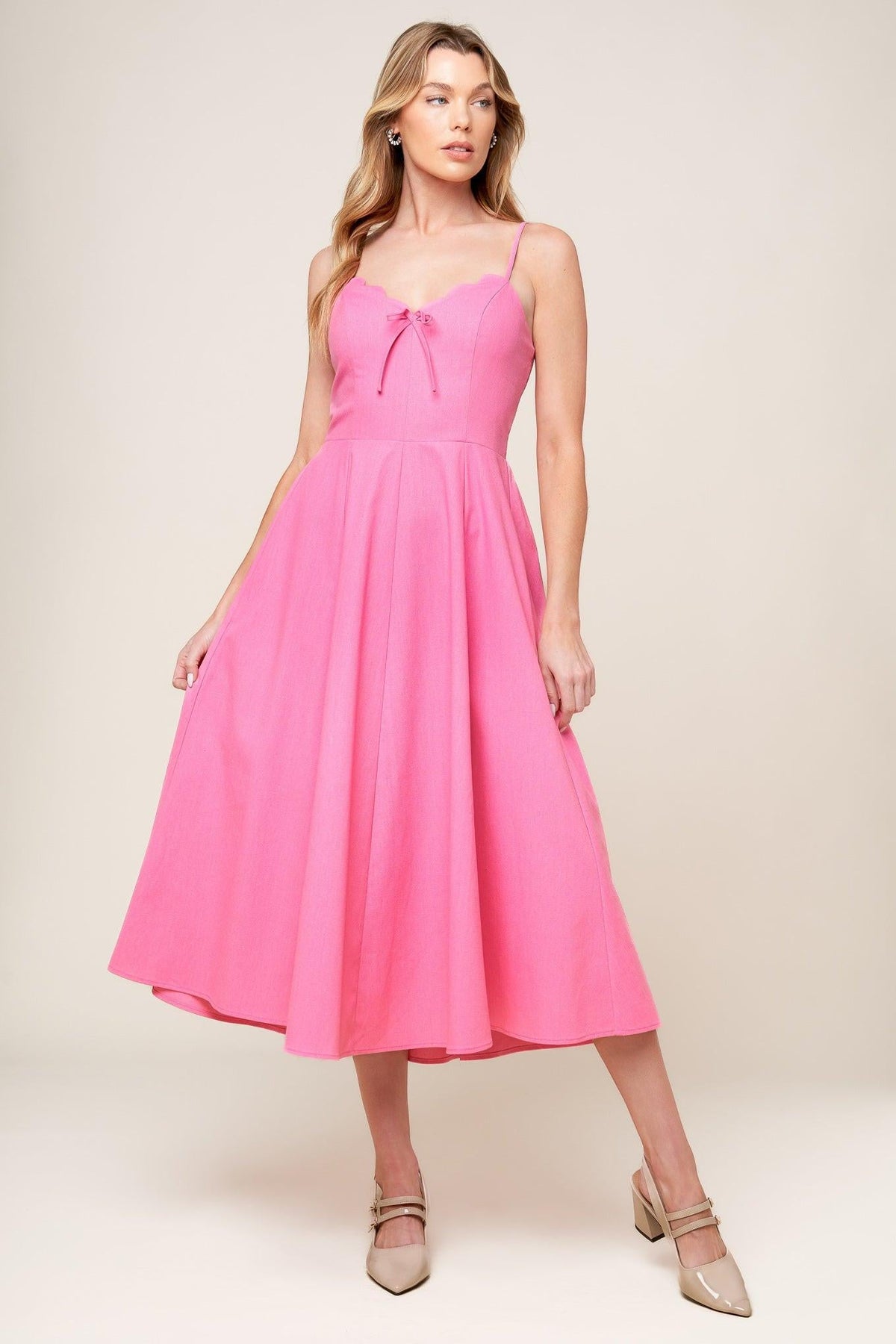 Flying Tomato Let the Light Pink Woven Midi Dress - MeeeShop Women's Fashion