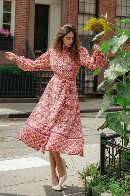 Flying Tomato Lifetime Celebrations Woven Shirt Dress in MAGENTA