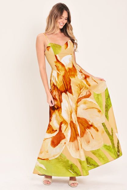 Flying Tomato Limoncello Garden Woven Maxi Dress in KHAKI view 4 - Lemon Garden Dress Code