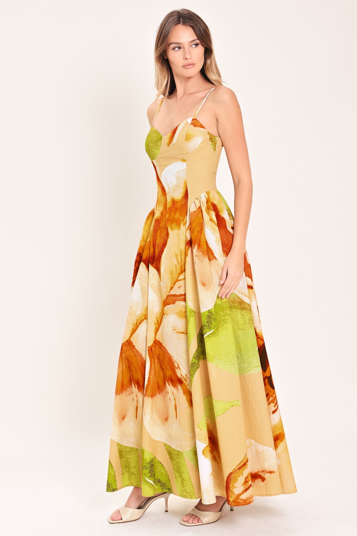 Flying Tomato Limoncello Garden Woven Maxi Dress in KHAKI view 6 - Lemon Garden Dress Code