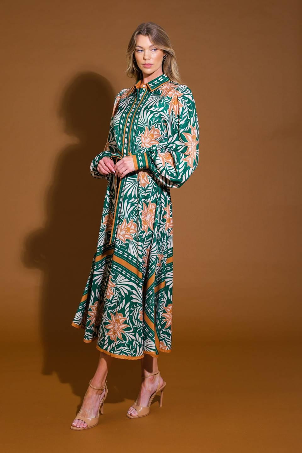 Flying Tomato Love Espresso Woven Midi Dress in GREEN/CAMEL view 5 - Lov Brown Dress