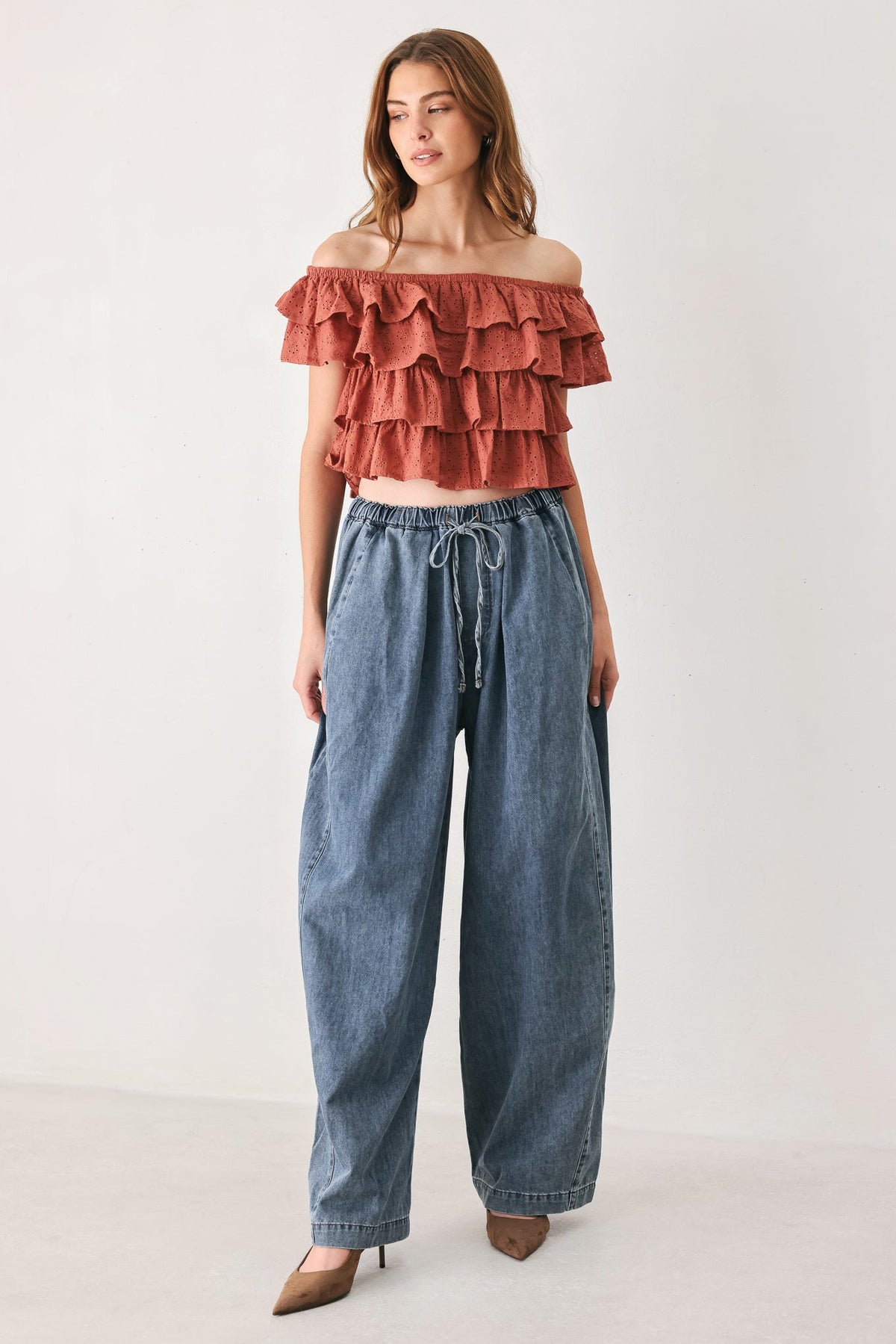 Flying Tomato Lovely Existence Off Shoulder Top in WHITE view 3