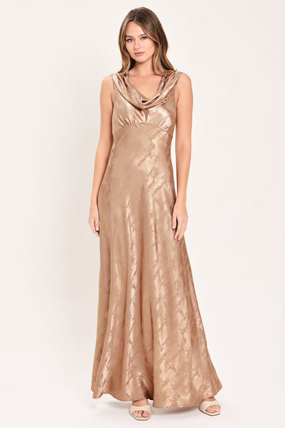Flying Tomato Luminous Champagne Kiss Woven Maxi Dress in BURGUNDY view 6