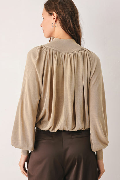 Flying Tomato Macadamia Draped Sweater Knit Top view 16 - Fall Wardrobe Essential - Top Sweater