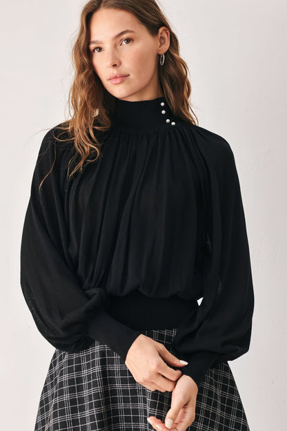 Flying Tomato Macadamia Draped Sweater Knit Top view 8 - Fall Wardrobe Essential - Top Sweater