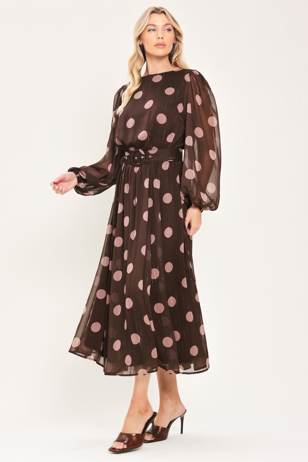 Flying Tomato Mauve Mocha Brown/mauve Statement Midi Dress view 5 - Mocha Mauve Dress