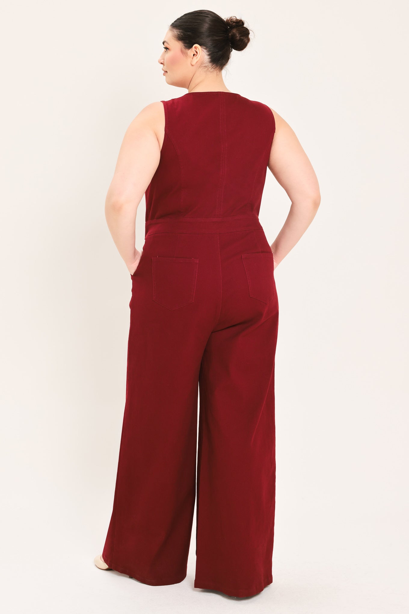 Flying Tomato Merlot City Muse Woven Twill Jumpsuit view 11 (one-piece)