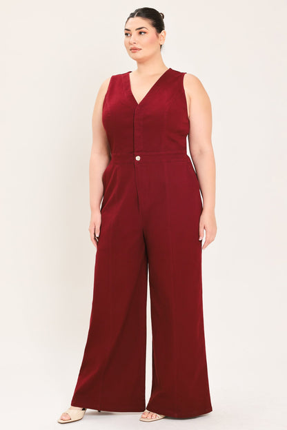 Flying Tomato Merlot City Muse Woven Twill Jumpsuit view 9 (one-piece)