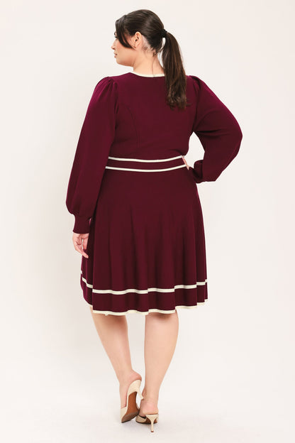 Flying Tomato Merlot Ivory Moment Sweater Mini Dress view 13 - Dress Sweater