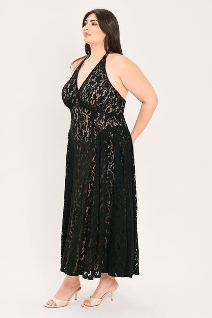 Flying Tomato Midnight Garden Halter Woven Lace Midi Dress view 11 - Midnight Garden Dress Code