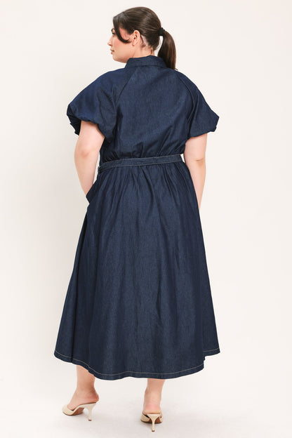 Flying Tomato Midnight in Manhattan Denim Midi Dress view 11 - Midnight Manhattan Outfit