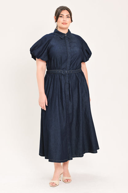 Flying Tomato Midnight in Manhattan Denim Midi Dress view 8 - Midnight Manhattan Outfit