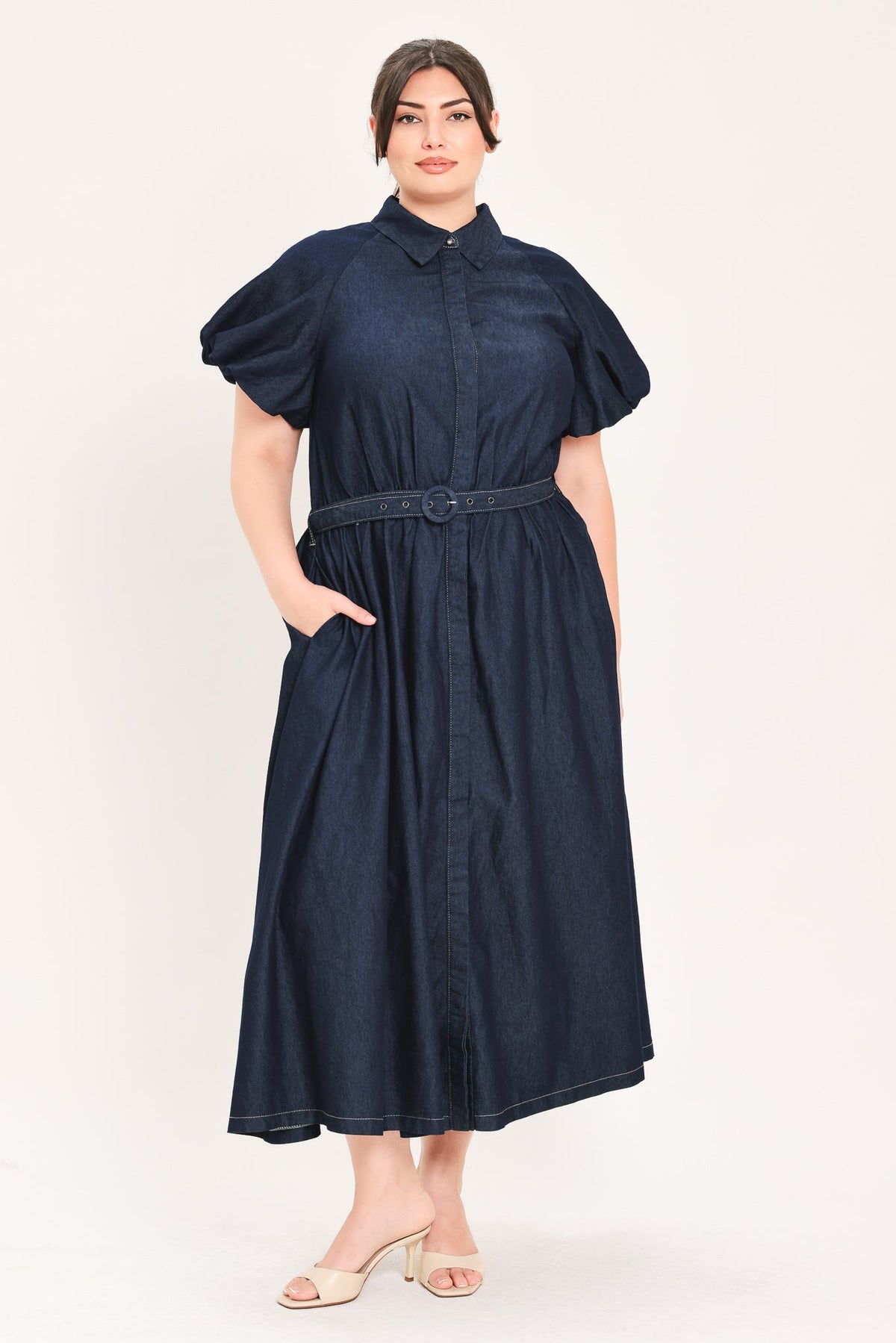 Flying Tomato Midnight in Manhattan Denim Midi Dress view 9 - Midnight Manhattan Outfit