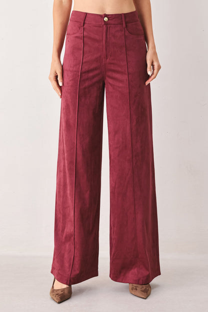 Flying Tomato Midnight Mesa Style Faux Suede Pants in MAROON (bottom)