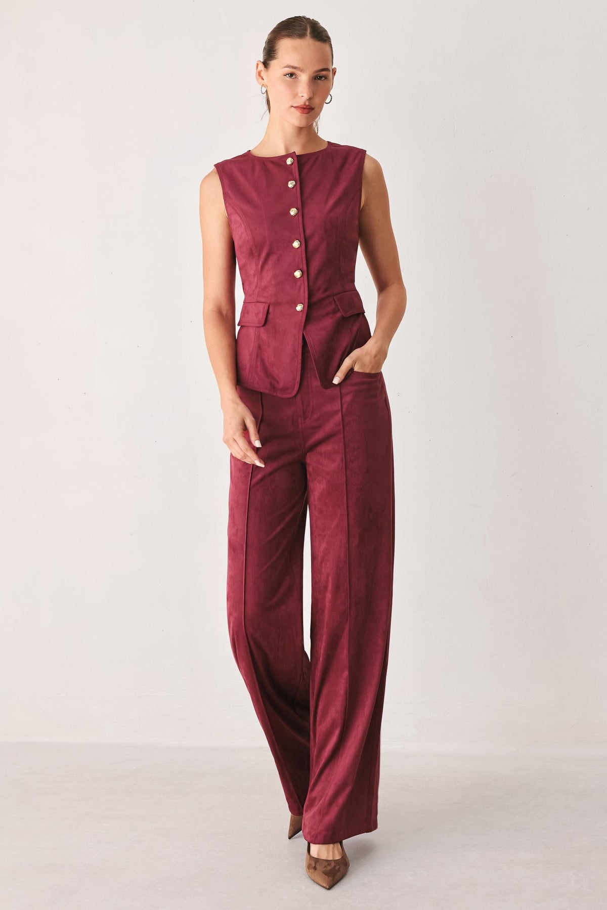 Flying Tomato Midnight Mesa Style Faux Suede Pants view 12 (bottom)