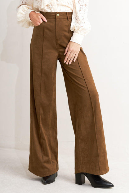 Flying Tomato Midnight Mesa Style Faux Suede Pants in MAROON view 2 (bottom)