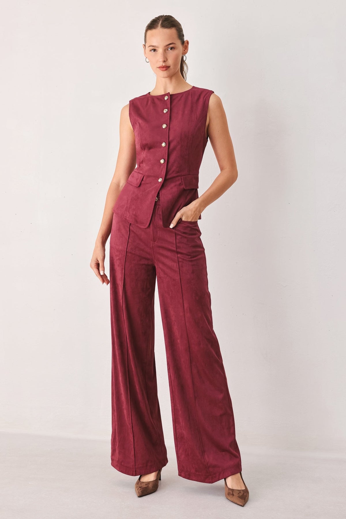 Flying Tomato Midnight Mesa Style Faux Suede Pants view 7 (bottom)