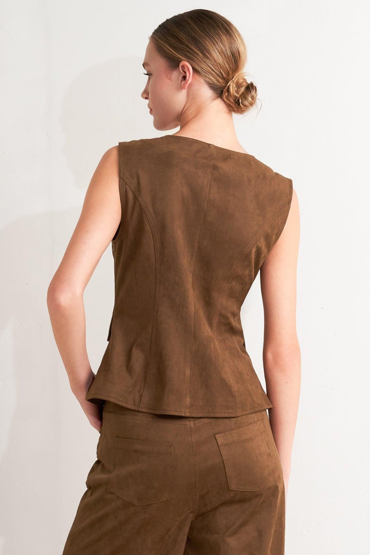Flying Tomato Midnight Mesa Style Faux Suede Vest view 8 (layer)