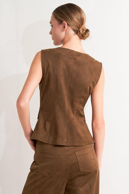 Flying Tomato Midnight Mesa Style Faux Suede Vest view 8 (layer)