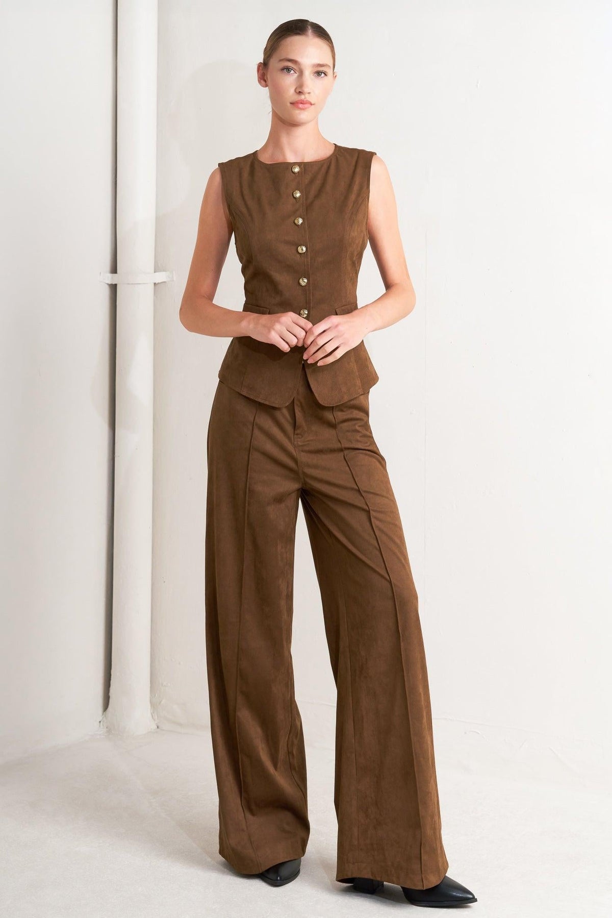 Flying Tomato Midnight Mesa Style Faux Suede Vest view 9 (layer)