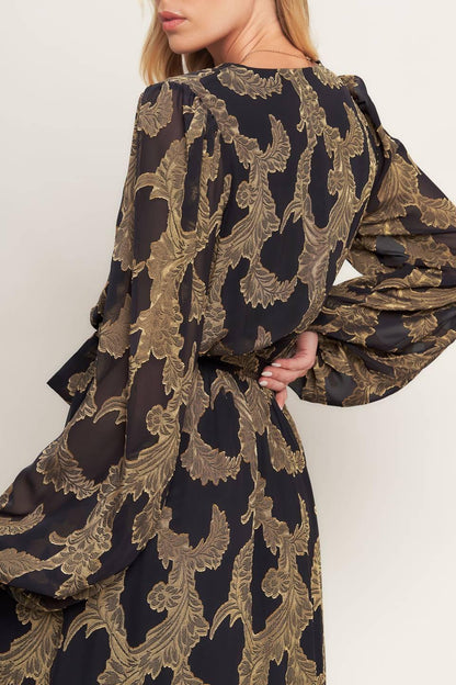 Flying Tomato Midnight Moss Woven Jacquard Maxi Dress view 5 - Moss Midnight Slim Fit Dress Trousers