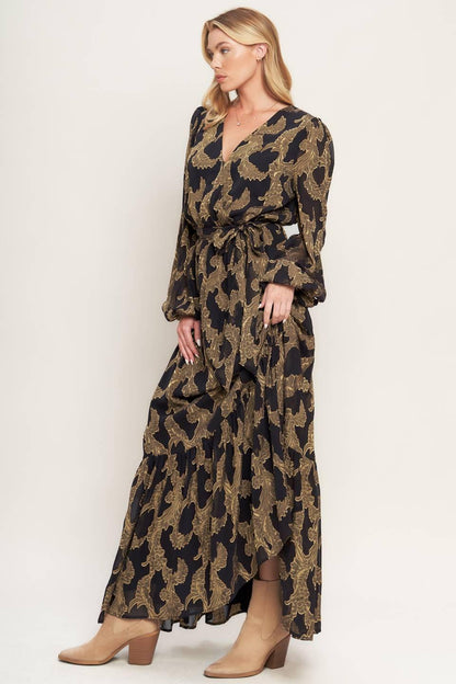Flying Tomato Midnight Moss Woven Jacquard Maxi Dress view 6 - Moss Midnight Slim Fit Dress Trousers