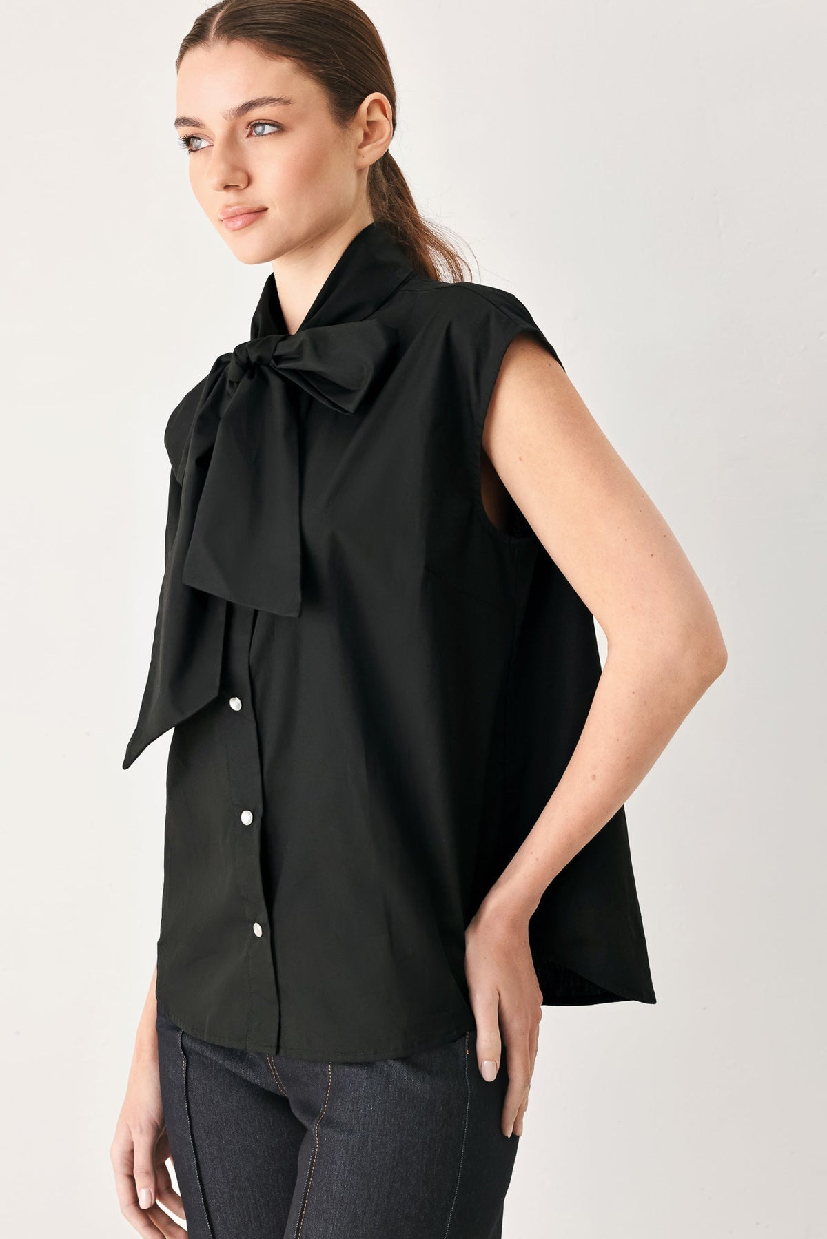 Flying Tomato Modern Statement Bow Woven Top - MeeeShop Women's Fashion