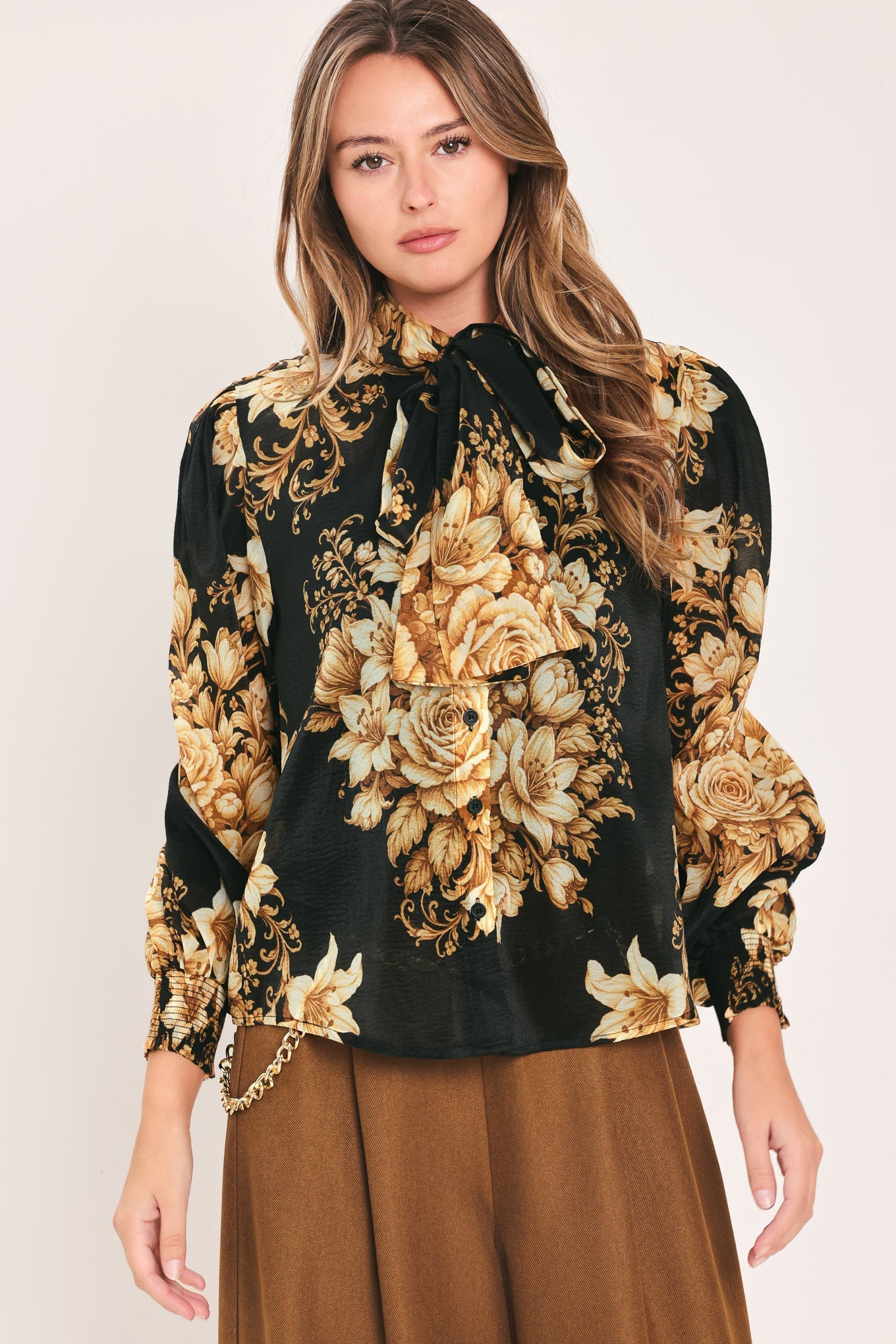 Flying Tomato Moonlit Garden Bow Tie Blouse in BLACK - Moonlit Garden Collection (top)