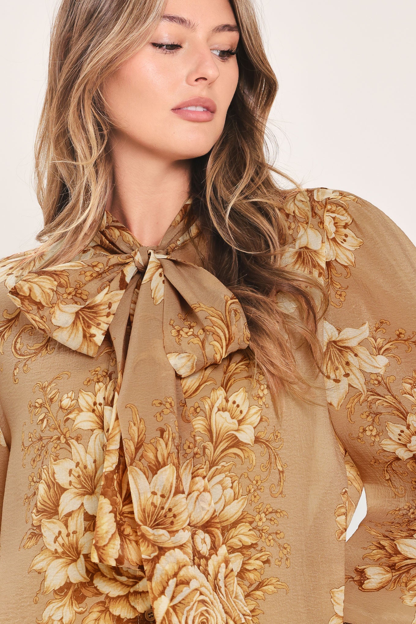 Flying Tomato Moonlit Garden Bow Tie Blouse in BLACK view 2 - Moonlit Garden Collection (top)