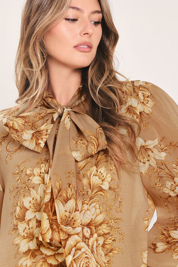 Flying Tomato Moonlit Garden Bow Tie Blouse in BLACK view 2 - Moonlit Garden Collection (top)