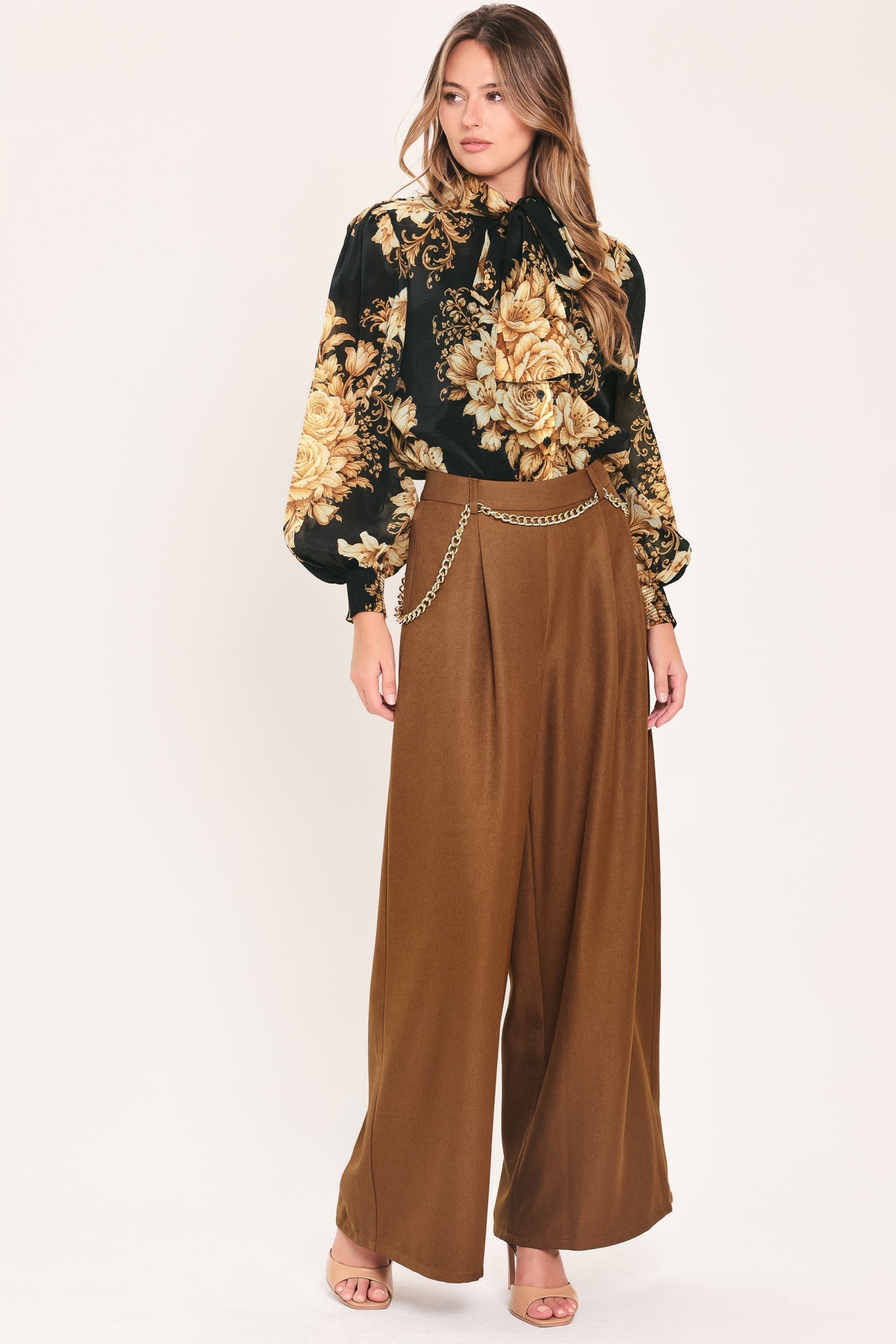 Flying Tomato Moonlit Garden Bow Tie Blouse in BLACK view 3 - Moonlit Garden Collection (top)