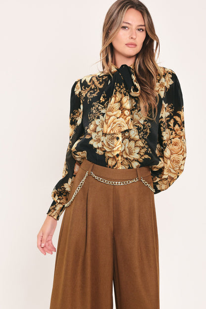 Flying Tomato Moonlit Garden Bow Tie Blouse in CHAMPAGNE view 5 - Moonlit Garden Collection (top)