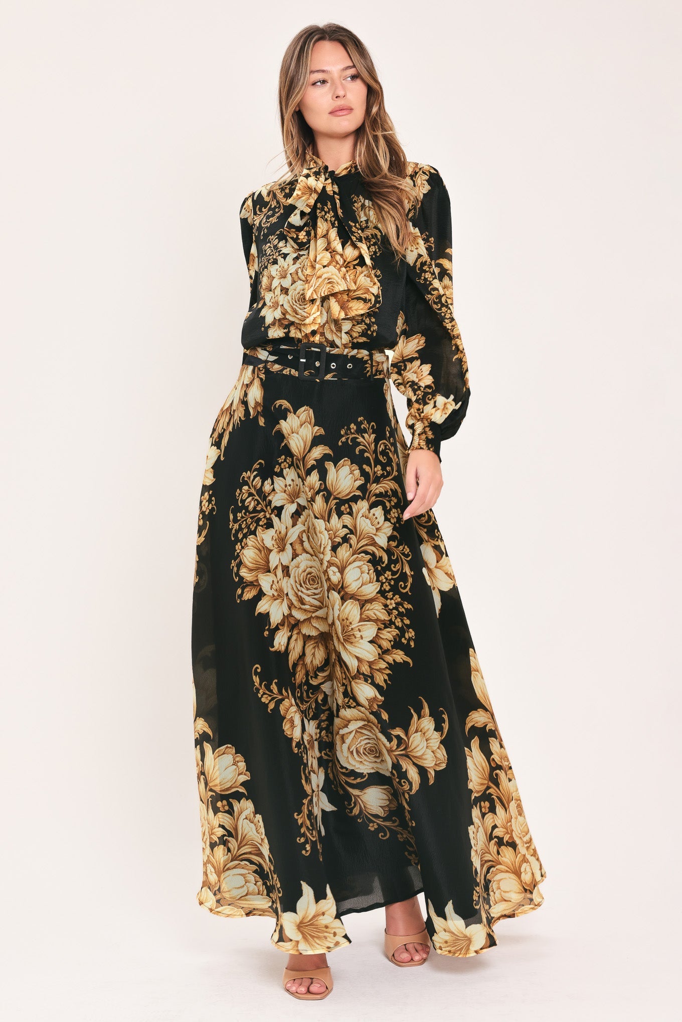 Flying Tomato Moonlit Garden Bow Tie Blouse in CHAMPAGNE view 6 - Moonlit Garden Collection (top)