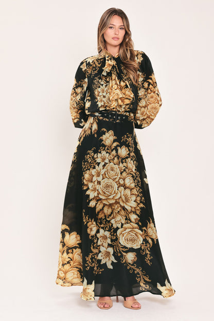 Flying Tomato Moonlit Garden Printed Maxi Skirt in CHAMPAGNE view 4 (dress)