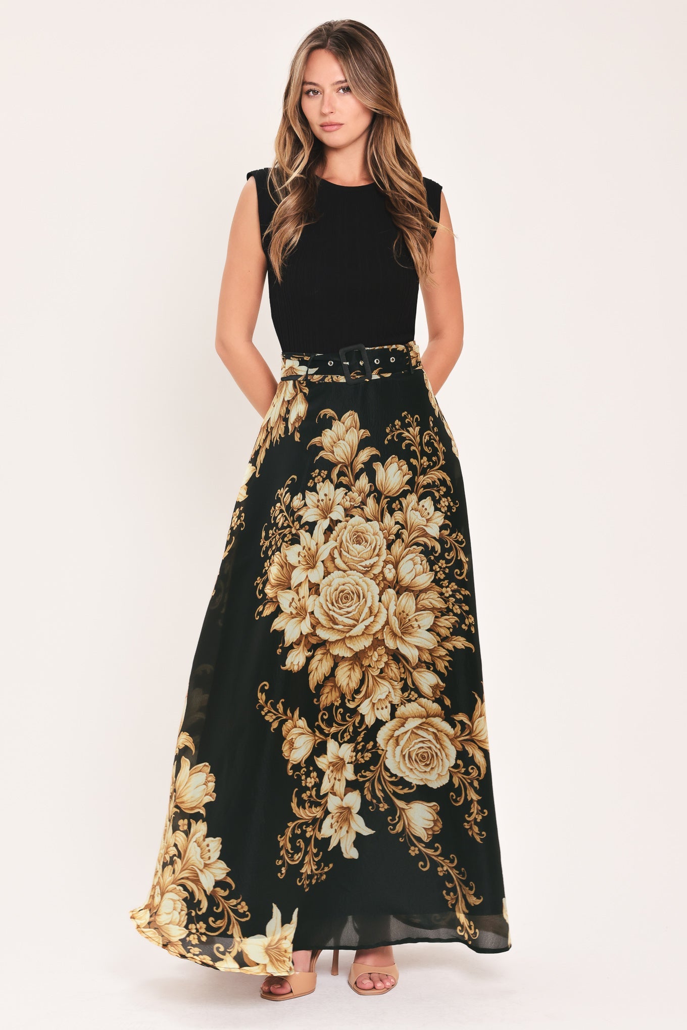 Flying Tomato Moonlit Garden Printed Maxi Skirt view 7 (dress)
