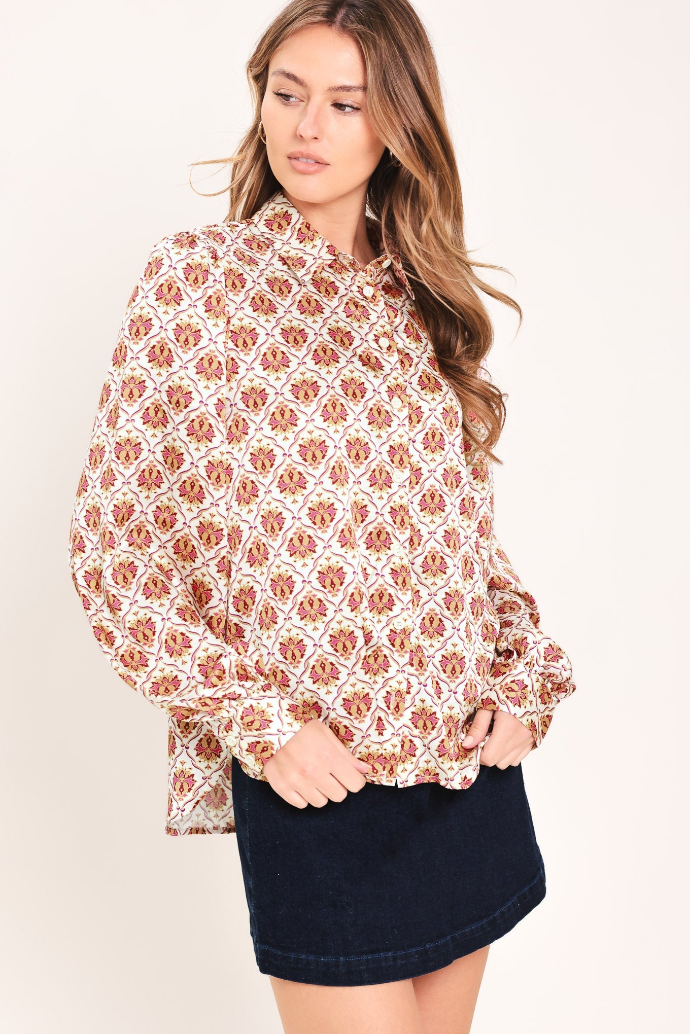 Flying Tomato Moroccan Muse Woven Top in CAMEL view 4