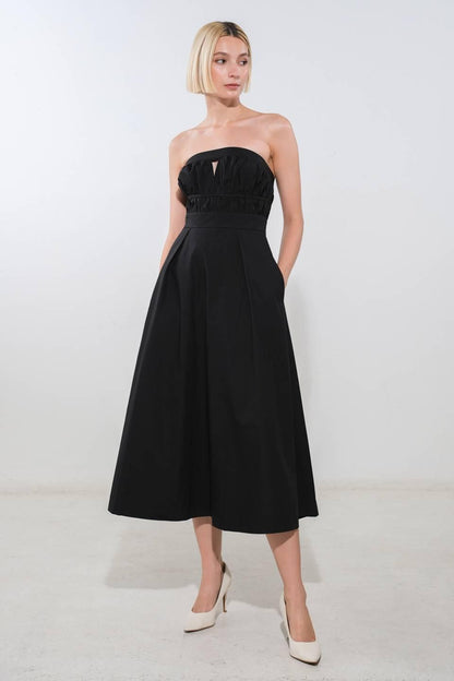 Flying Tomato Mystic Muse Woven Midi Dress in BLACK - Mystery Muse Dress