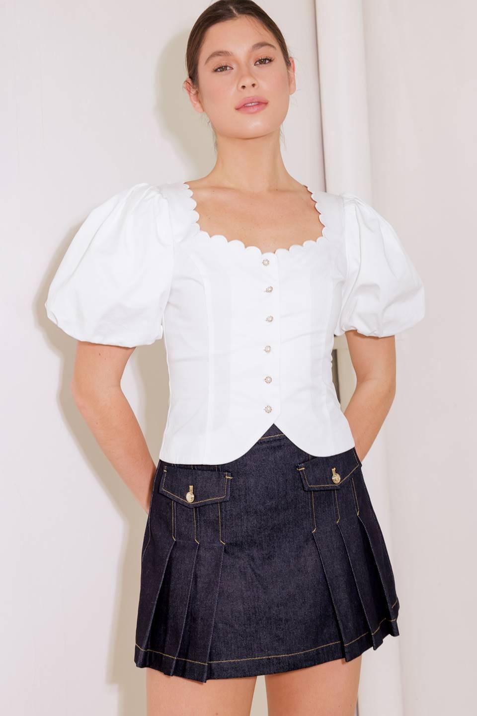 Flying Tomato Never Ordinary White Woven Top in WHITE view 2
