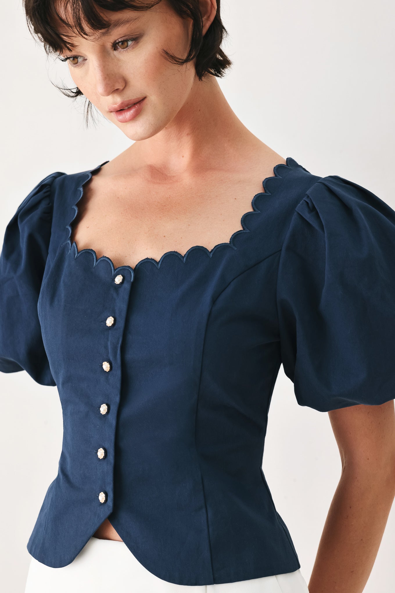 Flying Tomato Never Ordinary White Woven Top view 13