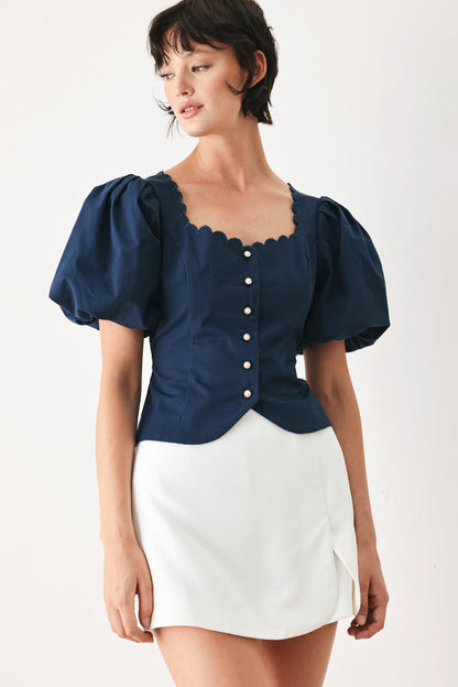Flying Tomato Never Ordinary White Woven Top view 14